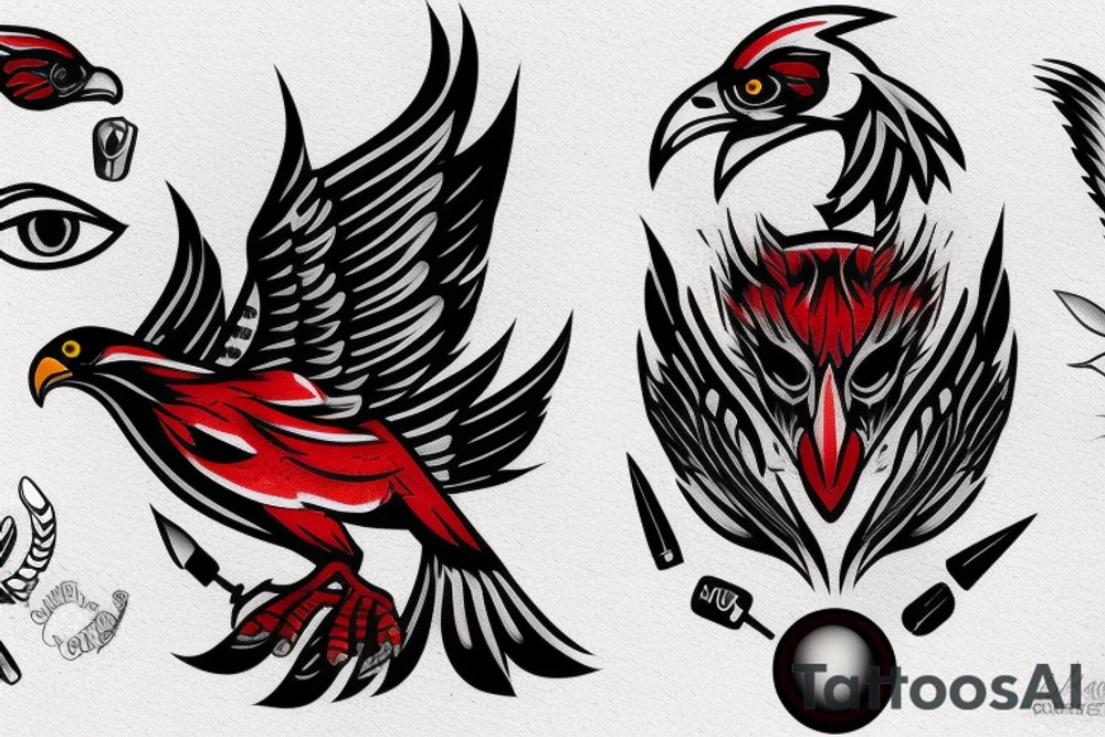 A falcon with red eyes tattoo idea