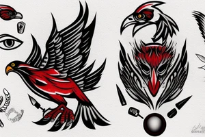 A falcon with red eyes tattoo idea