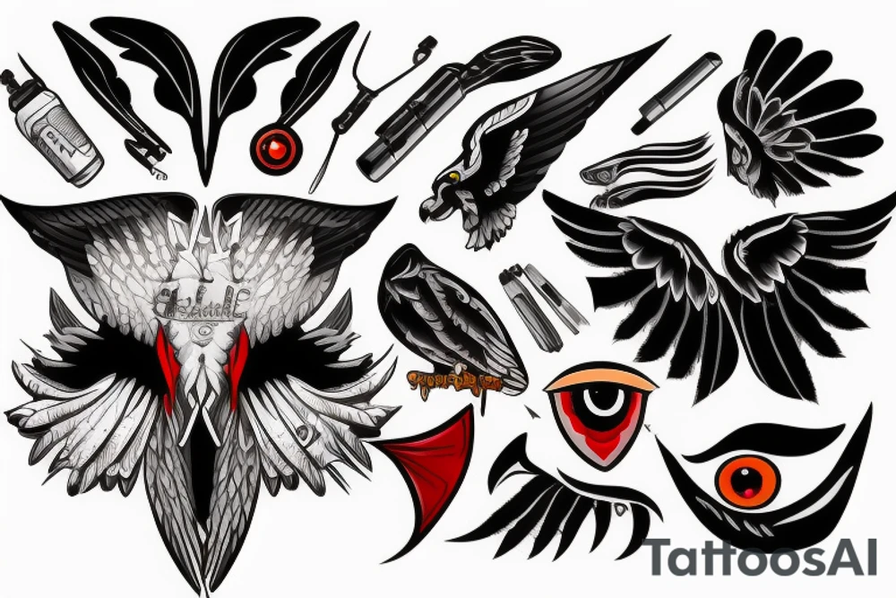 A falcon with red eyes tattoo idea