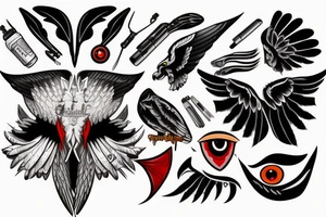 A falcon with red eyes tattoo idea