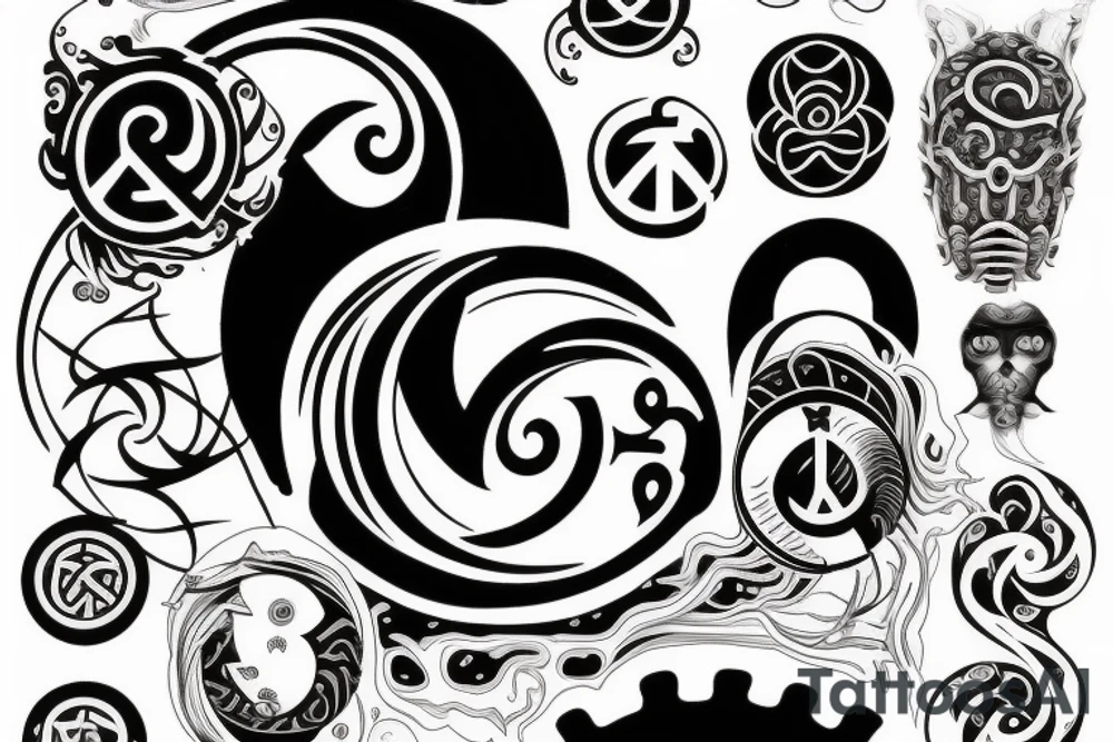 Yin Yang and Peace symbol in one image tattoo idea Yin Yang and Peace symbol in one image tattoo idea