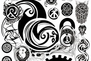 Yin Yang and Peace symbol in one image tattoo idea