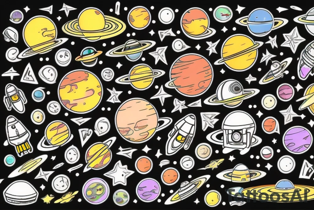 Space, planets tattoo idea