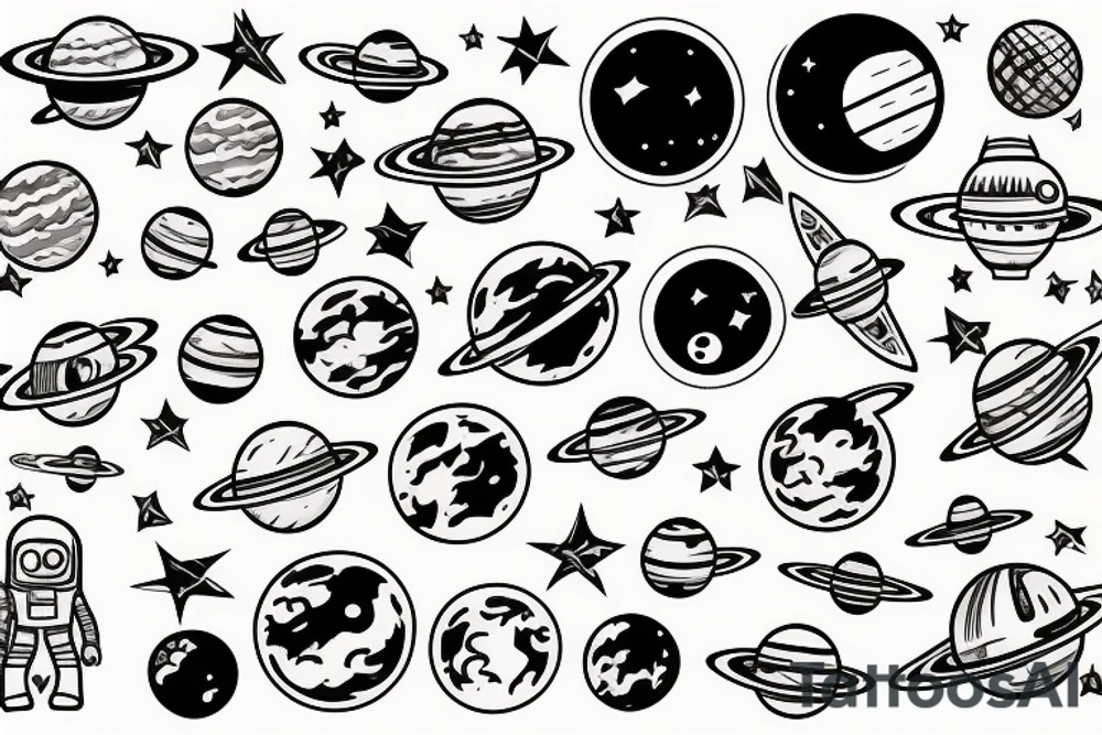 Space, planets tattoo idea
