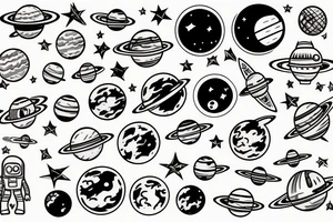 Space, planets tattoo idea