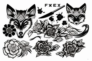 fox katana japan sakura tattoo idea