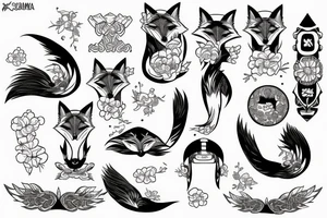 fox katana japan sakura tattoo idea