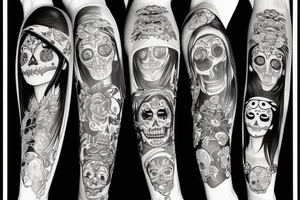 Japanese style Santa Muerte girl tattoo idea