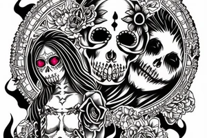 Japanese style Santa Muerte girl tattoo idea