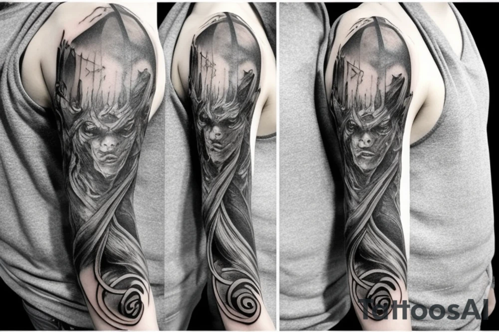 Norse mythology sleeve tattoo idea