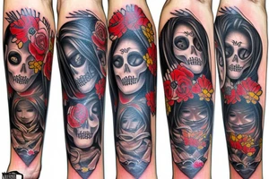 Japanese style Santa Muerte girl tattoo idea