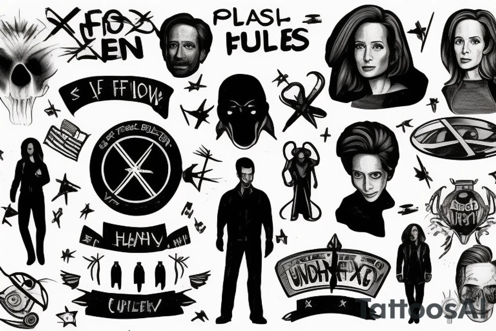 To show The X files, Mulder, Scully, UFO tattoo idea