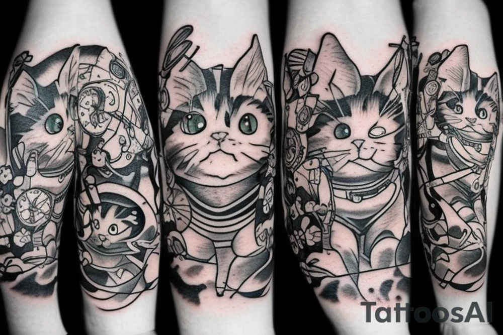 A little cat in space tattoo idea