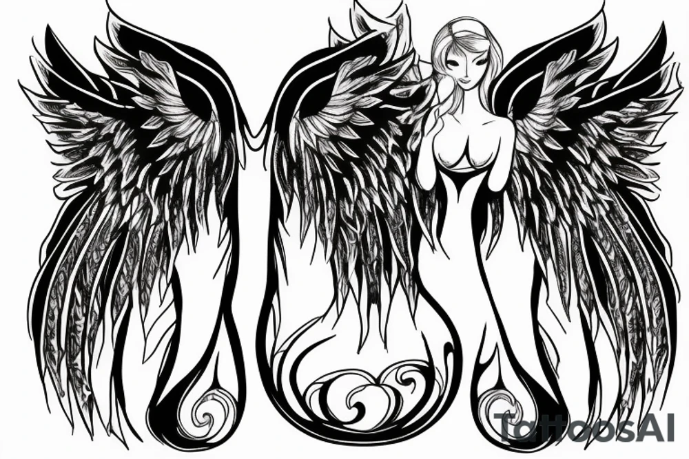 angel and demon wings tattoo idea