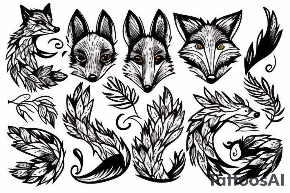 fox in leafs tattoo idea