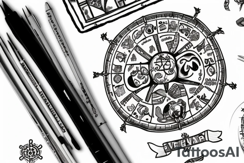Vegvisir with vanity parties and a map tattoo idea