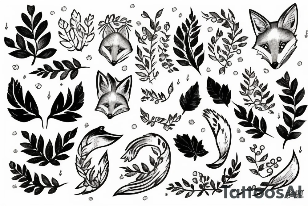 fox in leafs tattoo idea