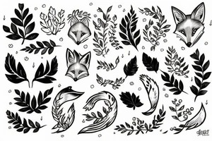 fox in leafs tattoo idea