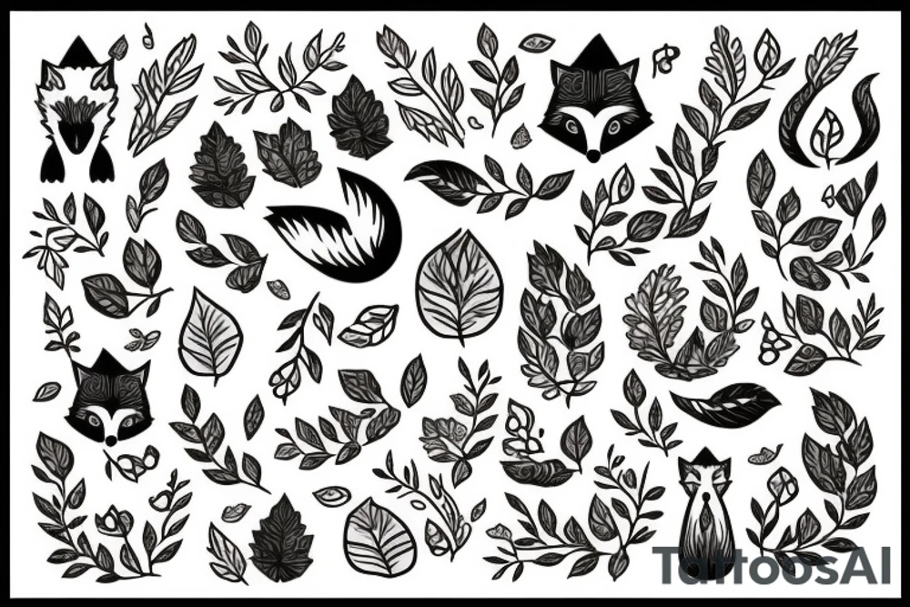 fox in leafs tattoo idea