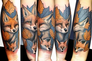 fox in leafs tattoo idea