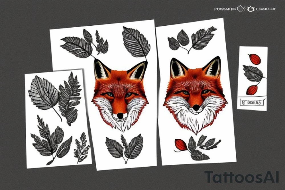 fox in leafs tattoo idea