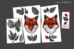fox in leafs tattoo idea