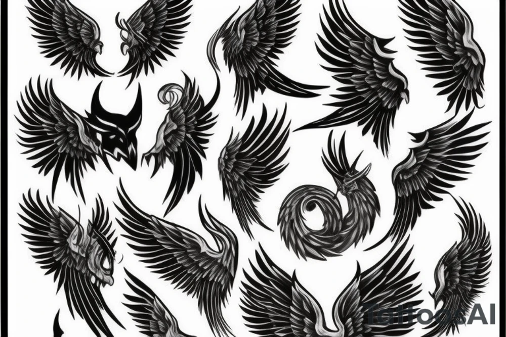 angel and demon wings tattoo idea