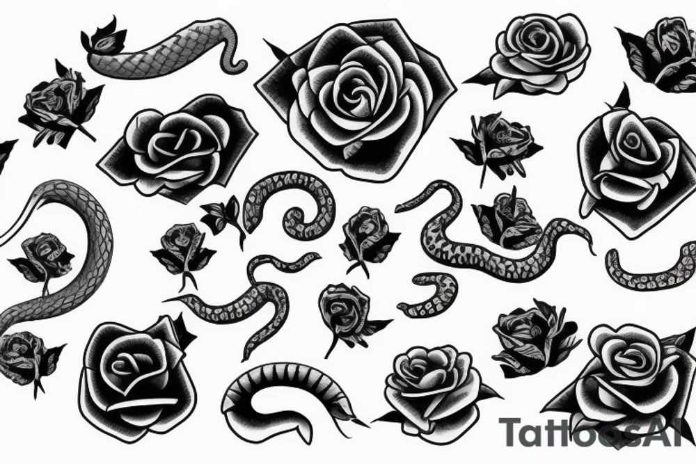 Snake with rose gothic tattoo idea