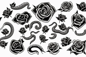 Snake with rose gothic tattoo idea