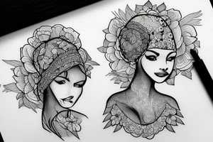 woman holding cap under her head 
topless tattoo idea