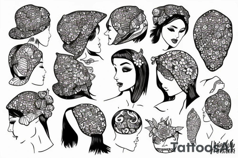 woman holding cap under her head 
topless tattoo idea