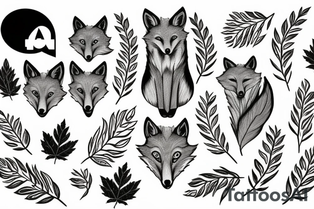 fox in leafs tattoo idea