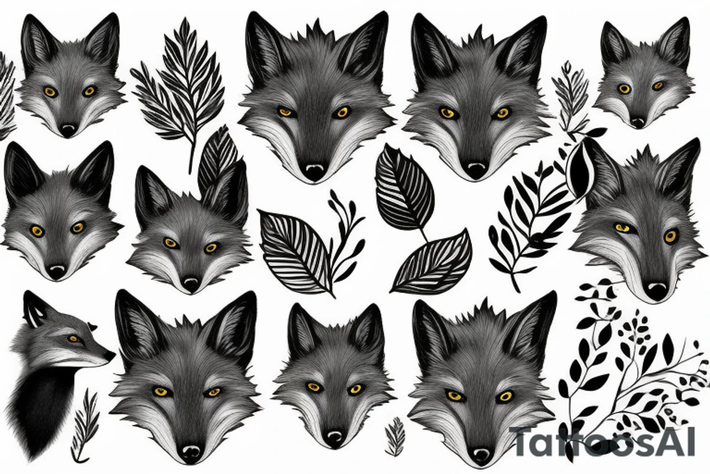 fox in leafs tattoo idea
