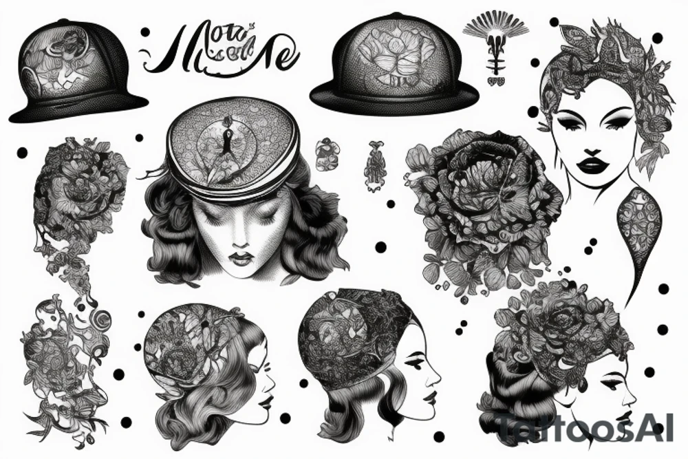 woman holding cap under her head 
topless tattoo idea
