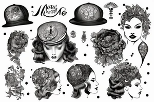 woman holding cap under her head 
topless tattoo idea