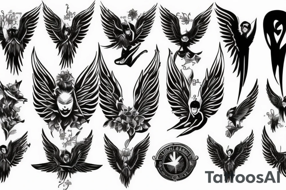 angel and demon wings tattoo idea