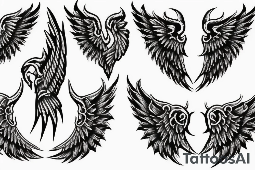 angel and demon wings tattoo idea
