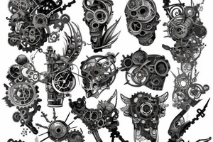 Steampunk on full arm length, tattoo idea