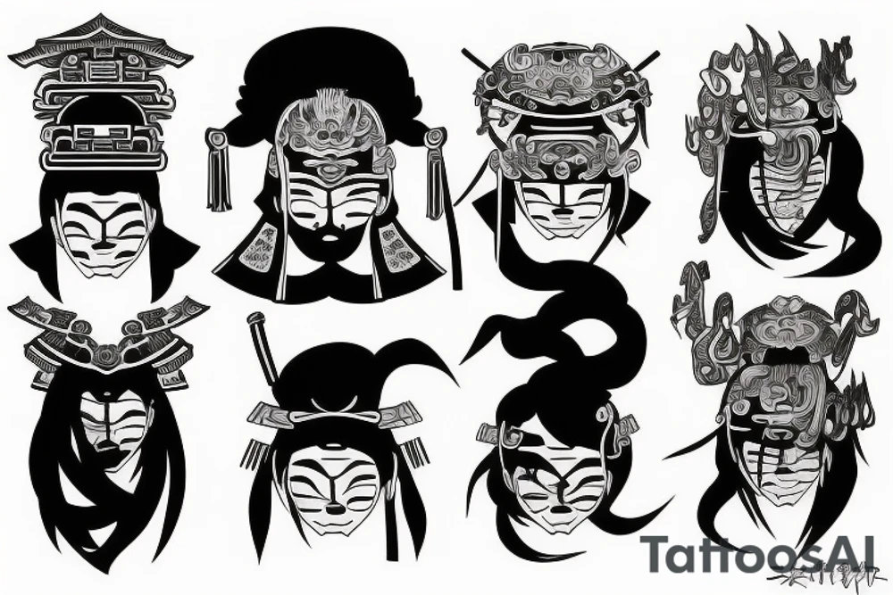 Pair tattoo based on samurai tattoo idea