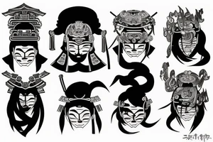 Pair tattoo based on samurai tattoo idea