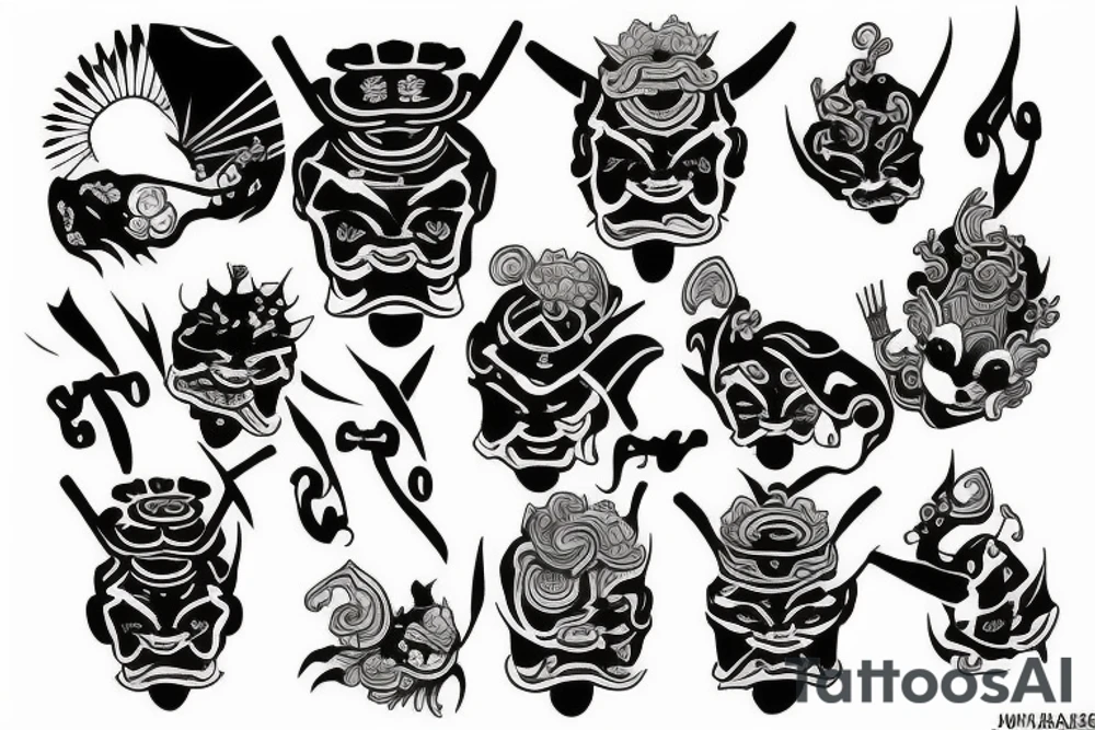 Pair tattoo based on samurai tattoo idea