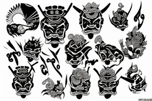 Pair tattoo based on samurai tattoo idea