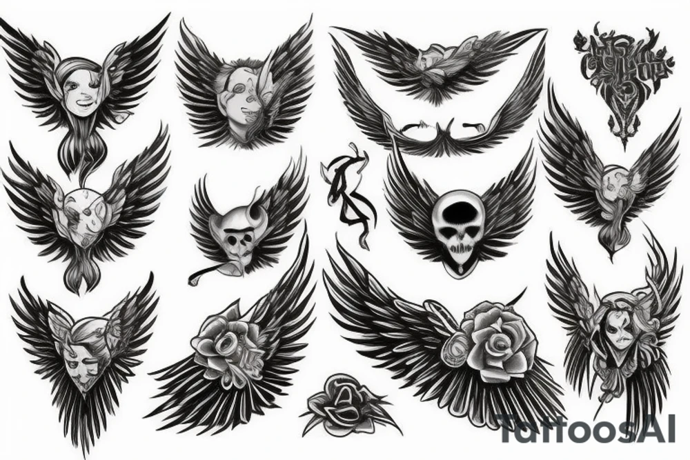 angel and demon wings tattoo idea