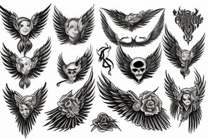angel and demon wings tattoo idea