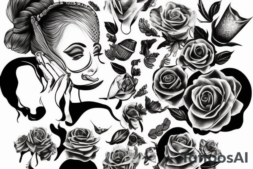 woman holding cap under her head 
topless tattoo idea