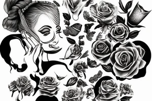 woman holding cap under her head 
topless tattoo idea