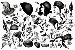 woman holding cap under her head 
topless tattoo idea