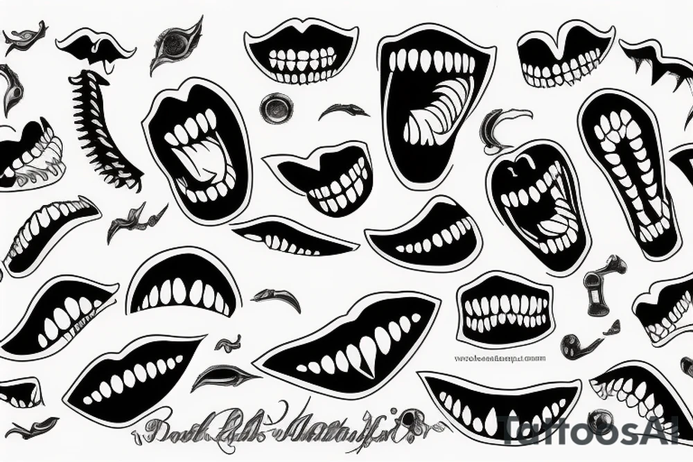 Blood teeth tattoo idea