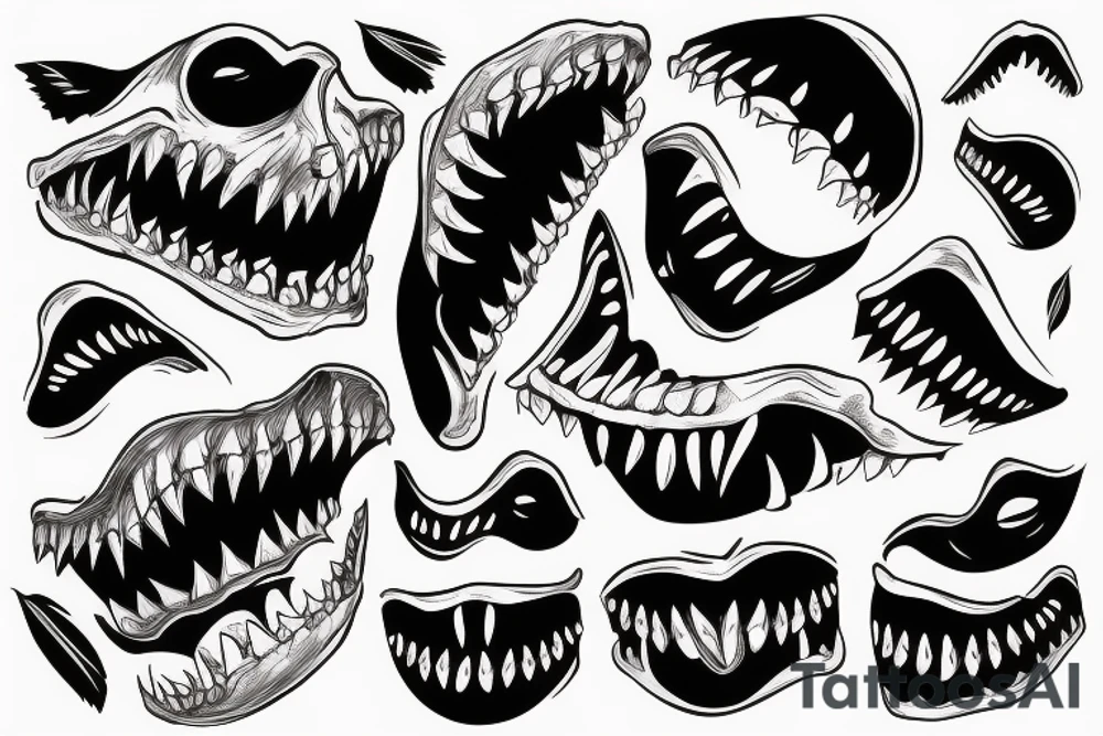 Blood teeth tattoo idea