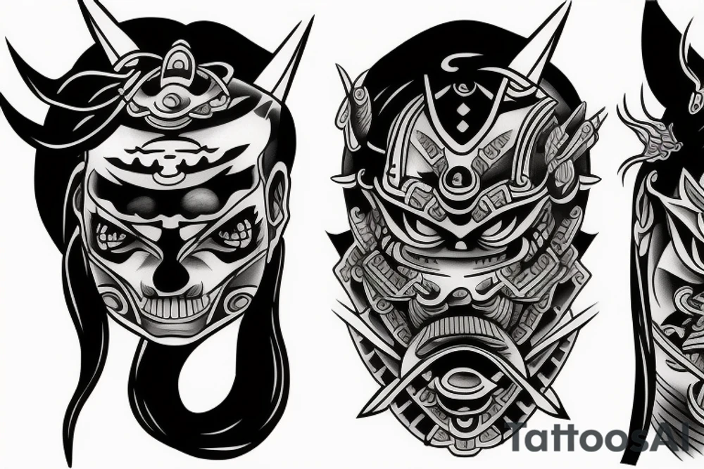 Pair tattoo based on samurai tattoo idea